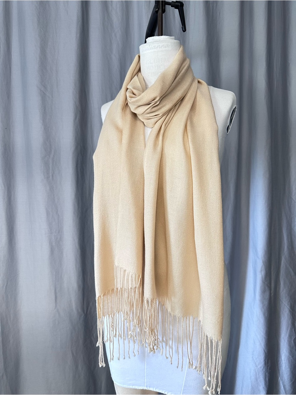 Elegant Cream Fringed Women's Scarf Elegant Pashmina Shawl Wrap Soft Cover Up